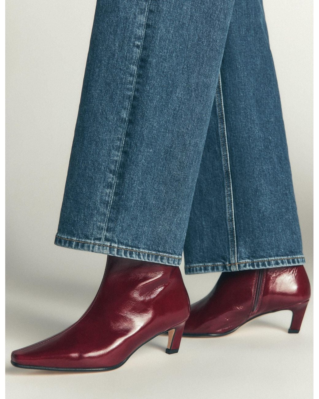 Boden Red Chisel Toe Ankle Boots