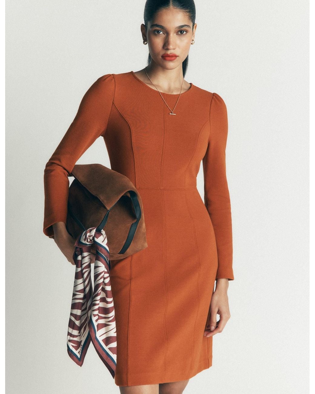 Boden Brown Marla Seamed Ottoman Dress