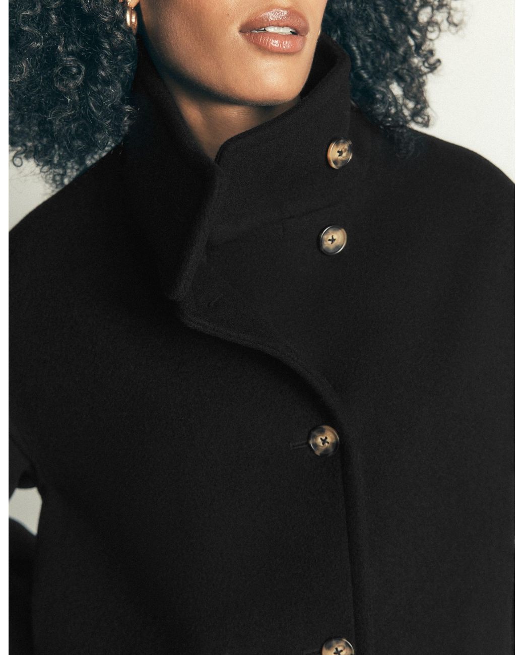 Boden Gray Funnel Neck Longline Wool Coat