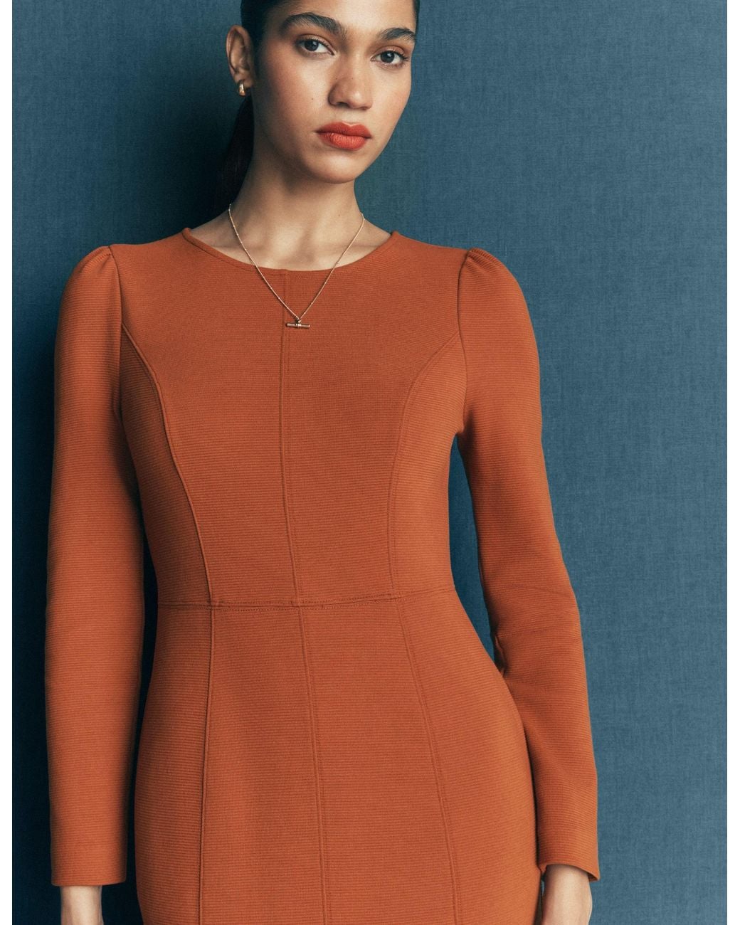 Boden Brown Marla Seamed Ottoman Dress