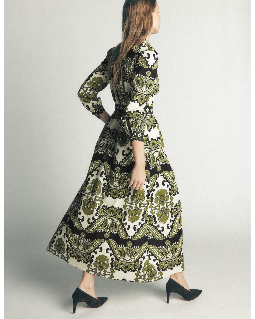 Boden Green Maeve Cotton Midi Shirt Dress