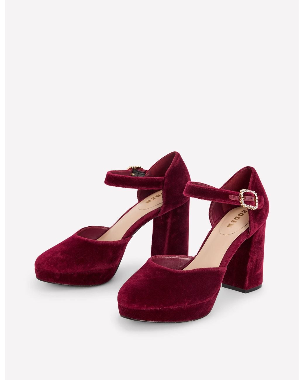 Boden Red Jewelled Buckle Platform Heels