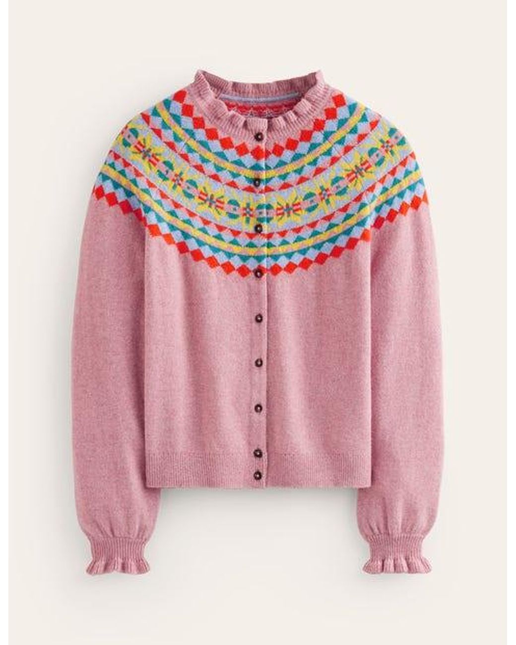 Boden Fae Fair-Isle-Cardigan Mit Rüschen Damen in Pink Lyst DE