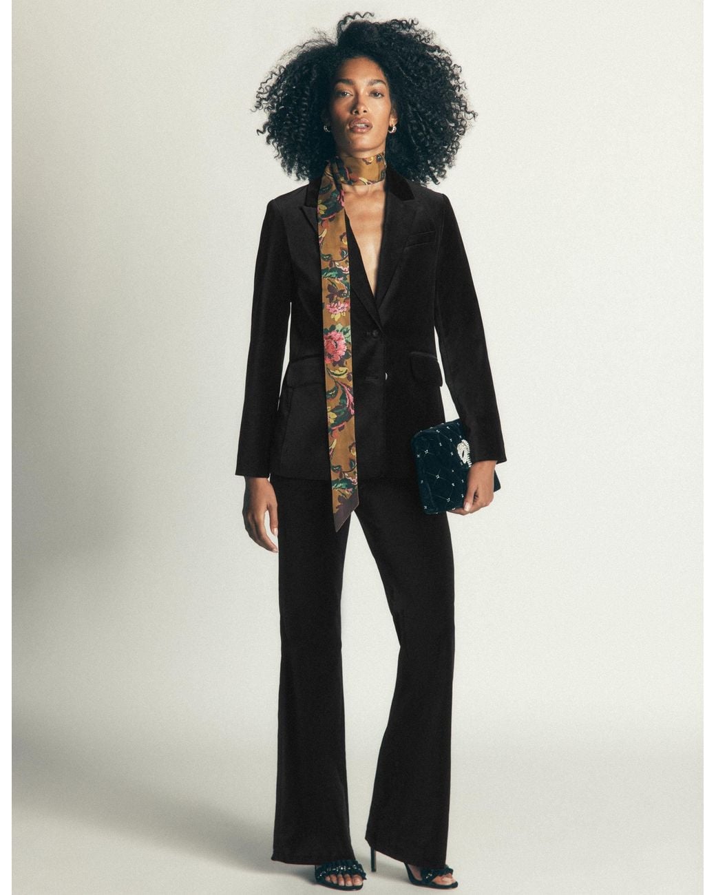 Boden Blue Flare Velvet Trousers