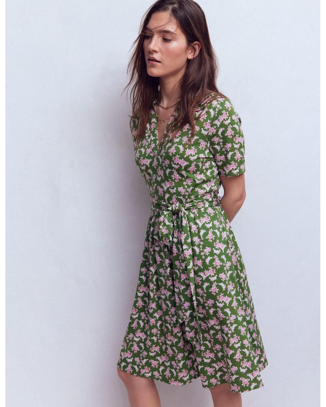 Boden Green Daisy Flippy Jersey Dress