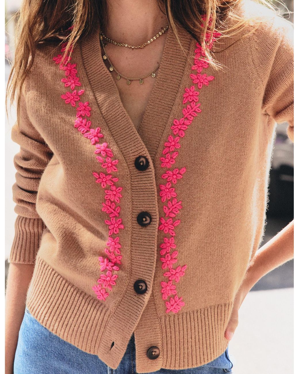 Boden Ella Embroidered Knit Cardigan