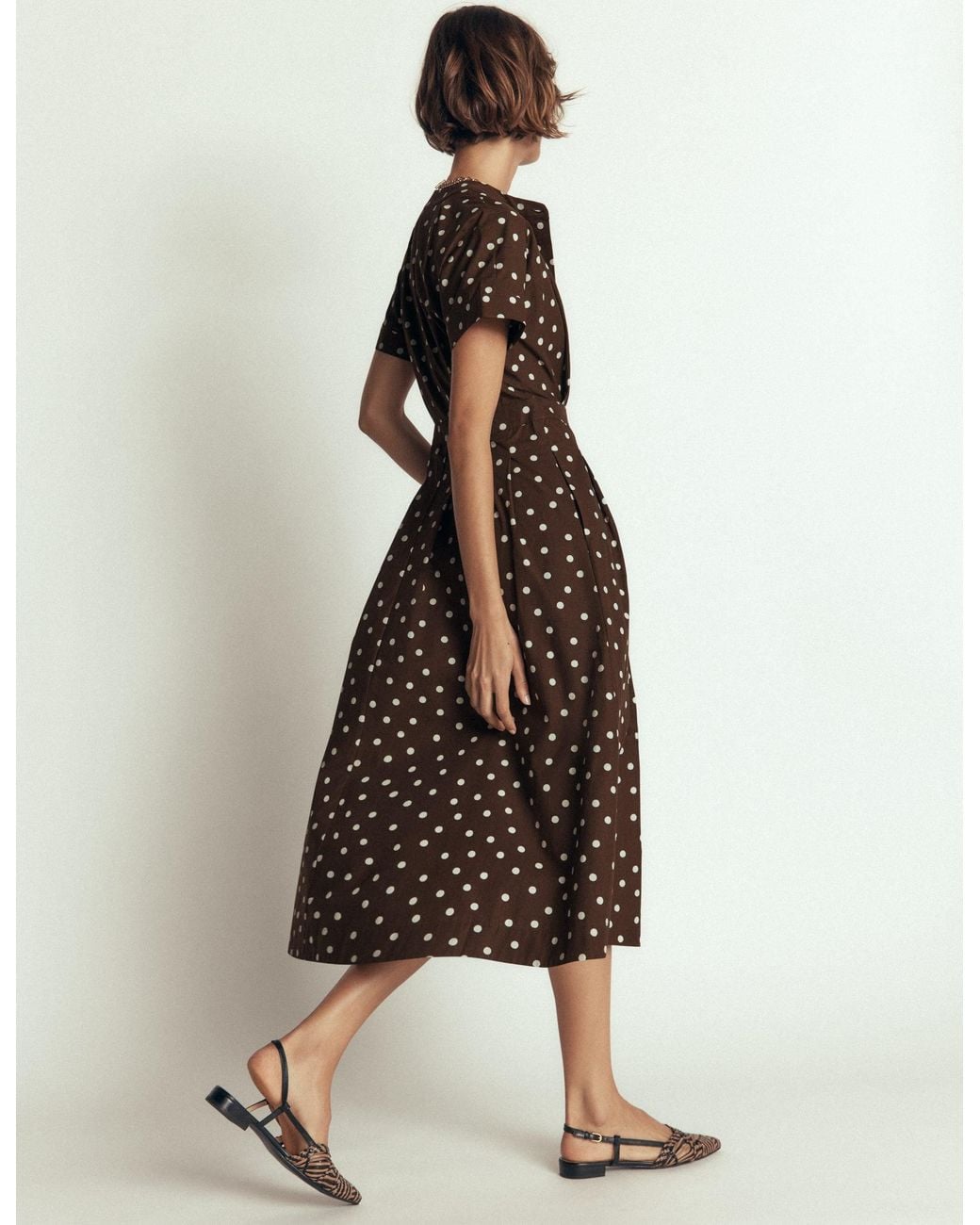 Boden Brown Grown On Sleeve Midi Dress