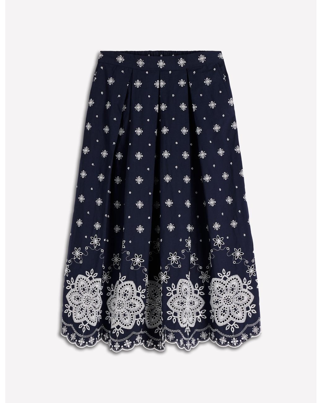 Boden Blue Verity Broderie Poplin Skirt