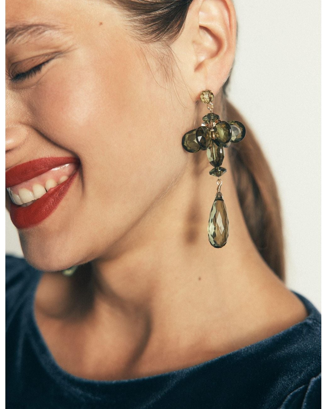Boden Green Coloured Glass Earrings