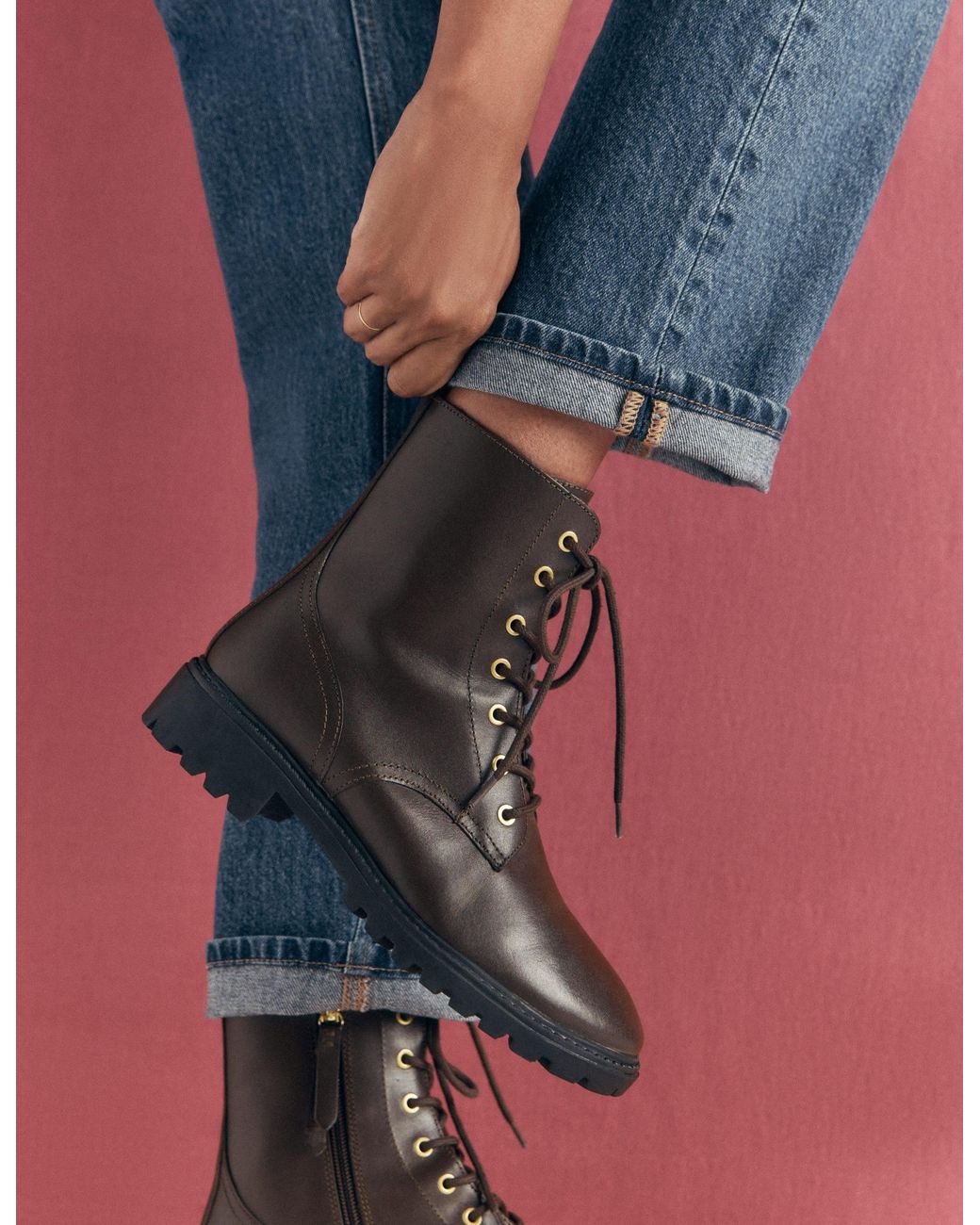 Boden Black Alex Lace Up Ankle Boots