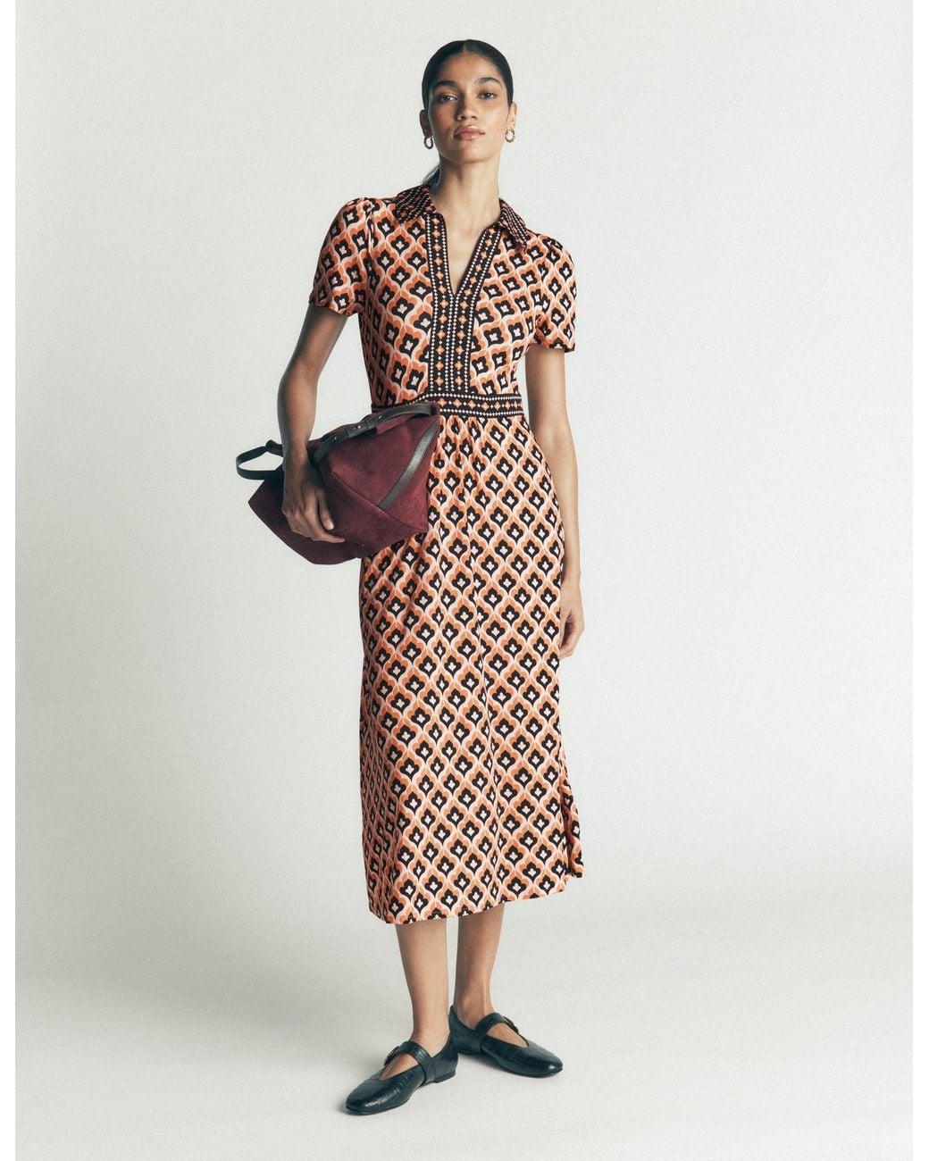 Boden White Heidi Jersey Midi Tea Dress