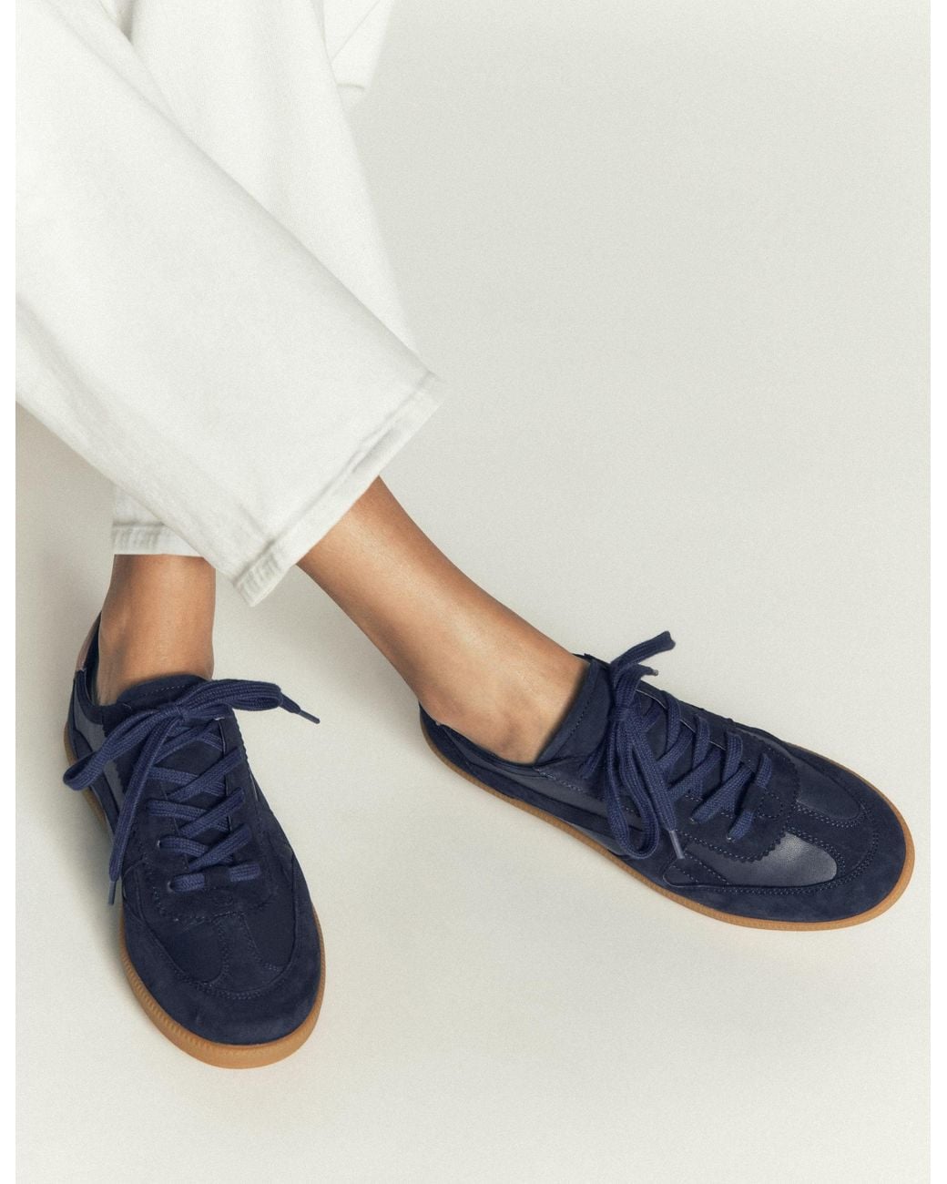 Boden Blue Leather Side Detail Trainer