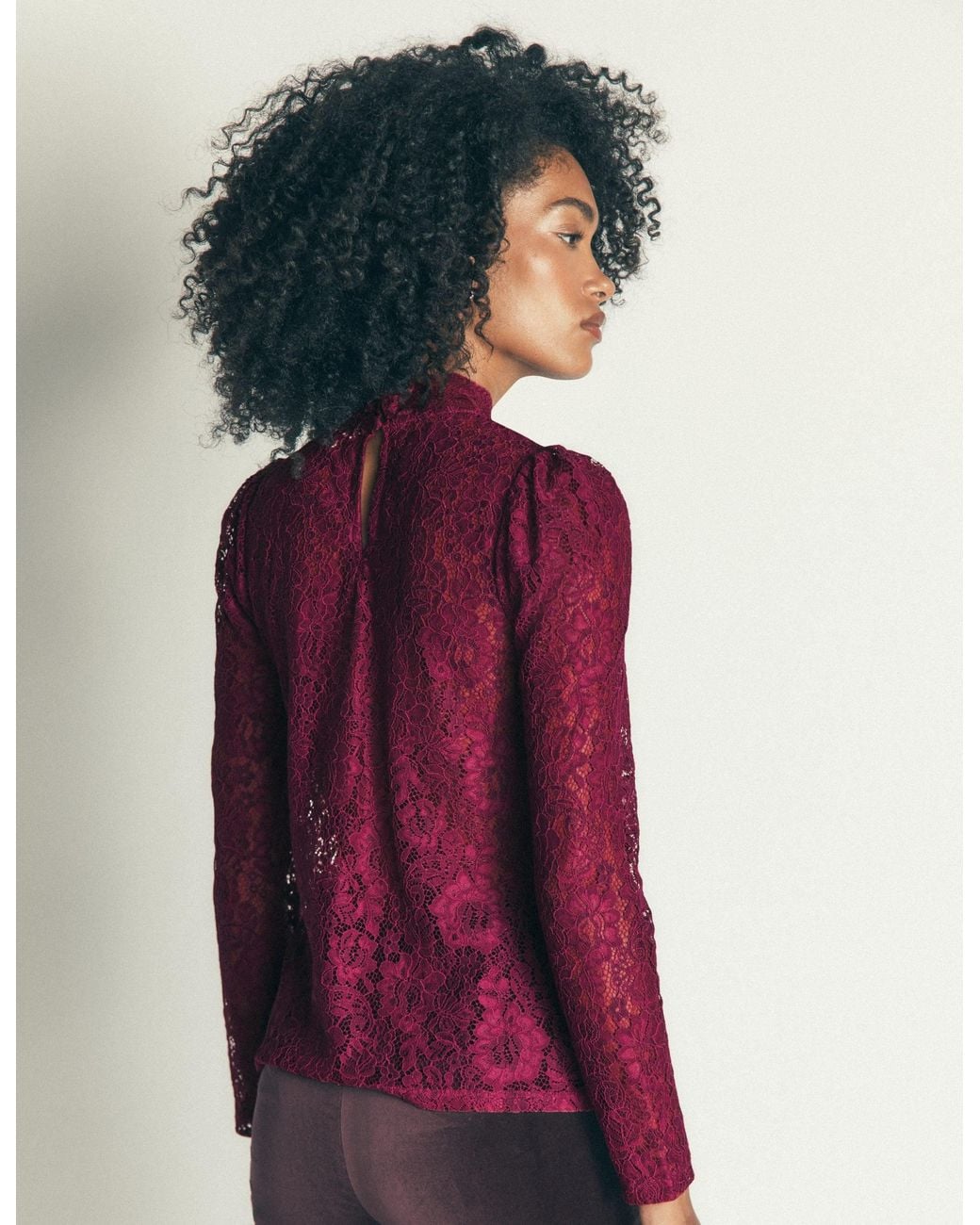 Boden Red Lace Detail Top
