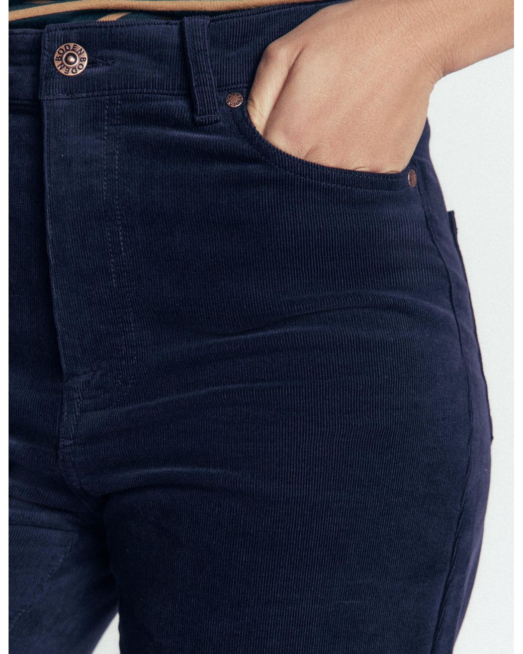 Boden Blue High Rise Cord Column Jeans