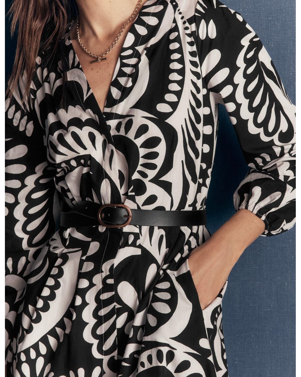 Boden Black Nicola Cotton Midi Dress