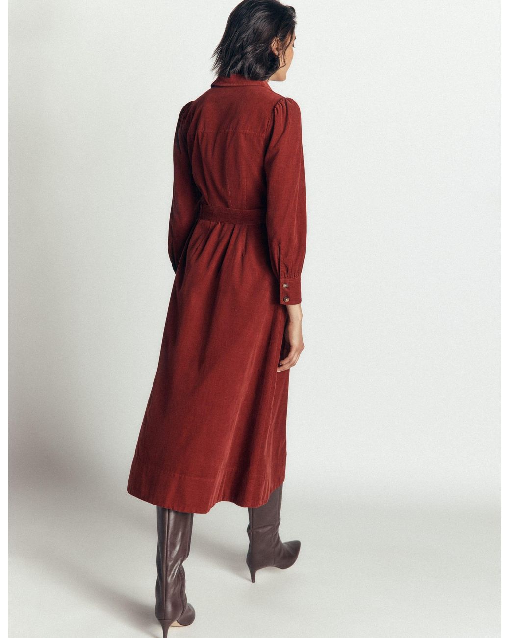 Boden Green Maeve Cord Midi Shirt Dress