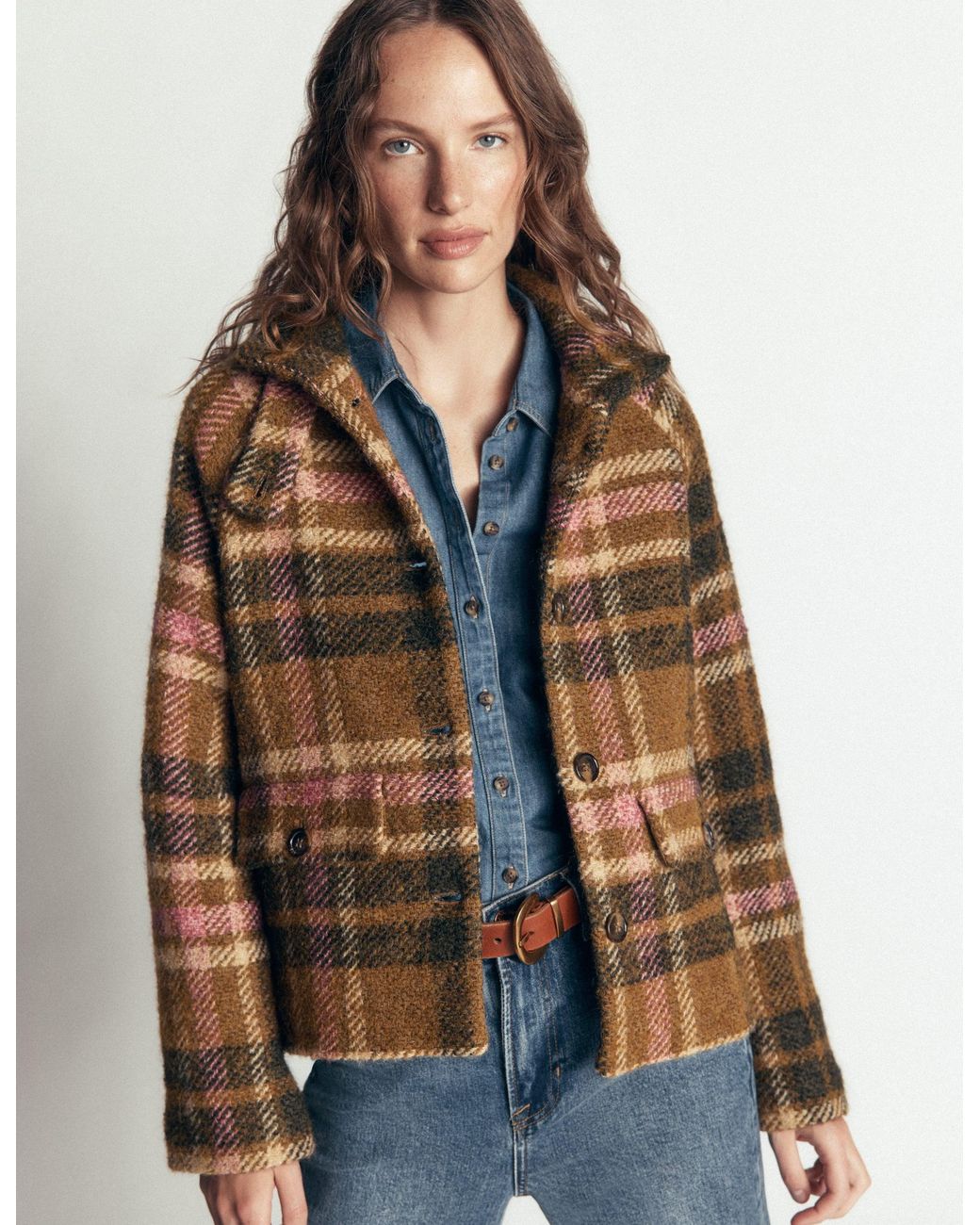 Boden Natural Short Funnel Neck Wool Coat