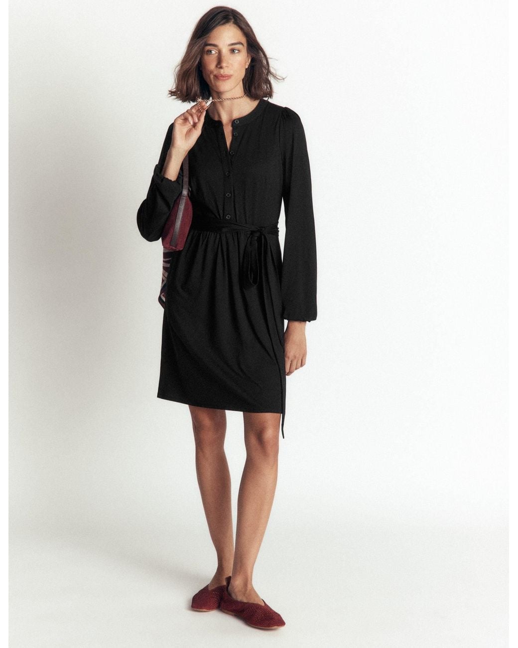 Boden Black Adele Belted Jersey Dress