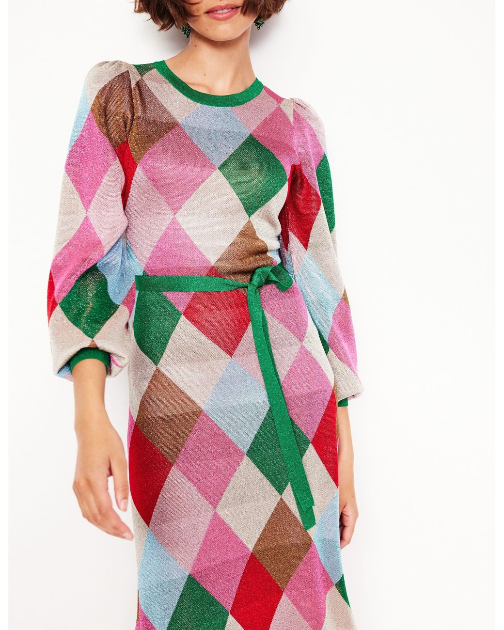 Boden Crew Metallic Jacquard Dressmulti, Argyle in Red | Lyst