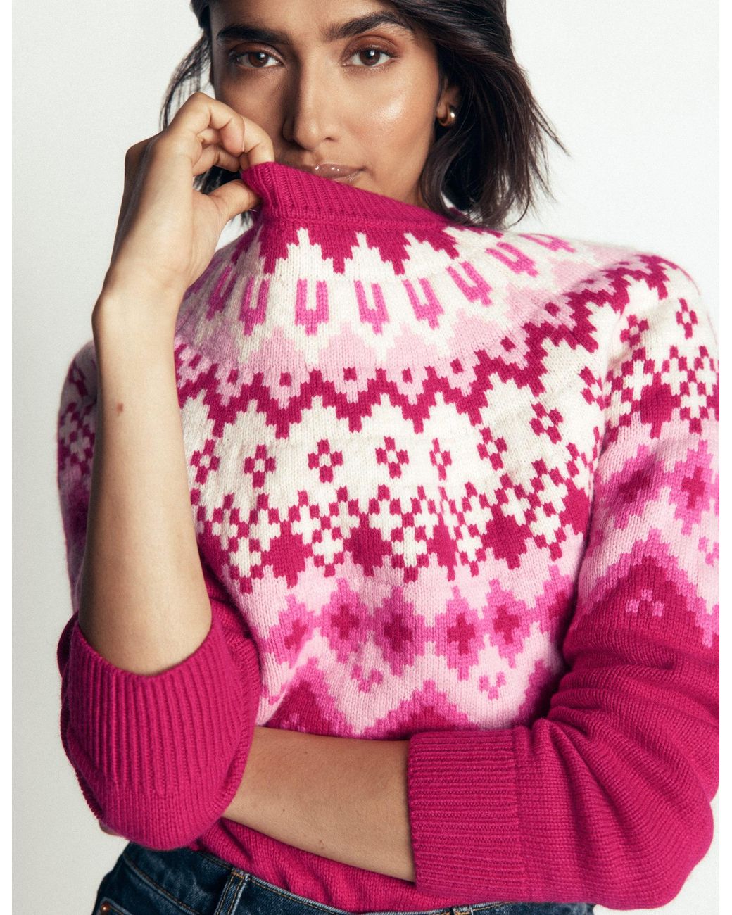 Boden Red Mae Fair Isle Knitted Sweater