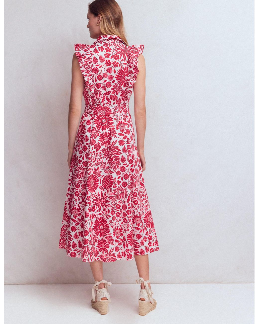 Boden Pink Ruffle Bodice Shirt Dress