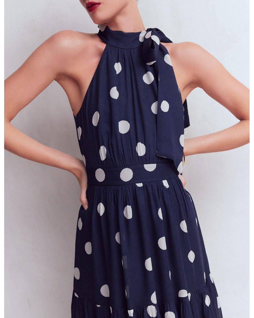 Boden Blue Roisin Tie Neck Maxi Dress