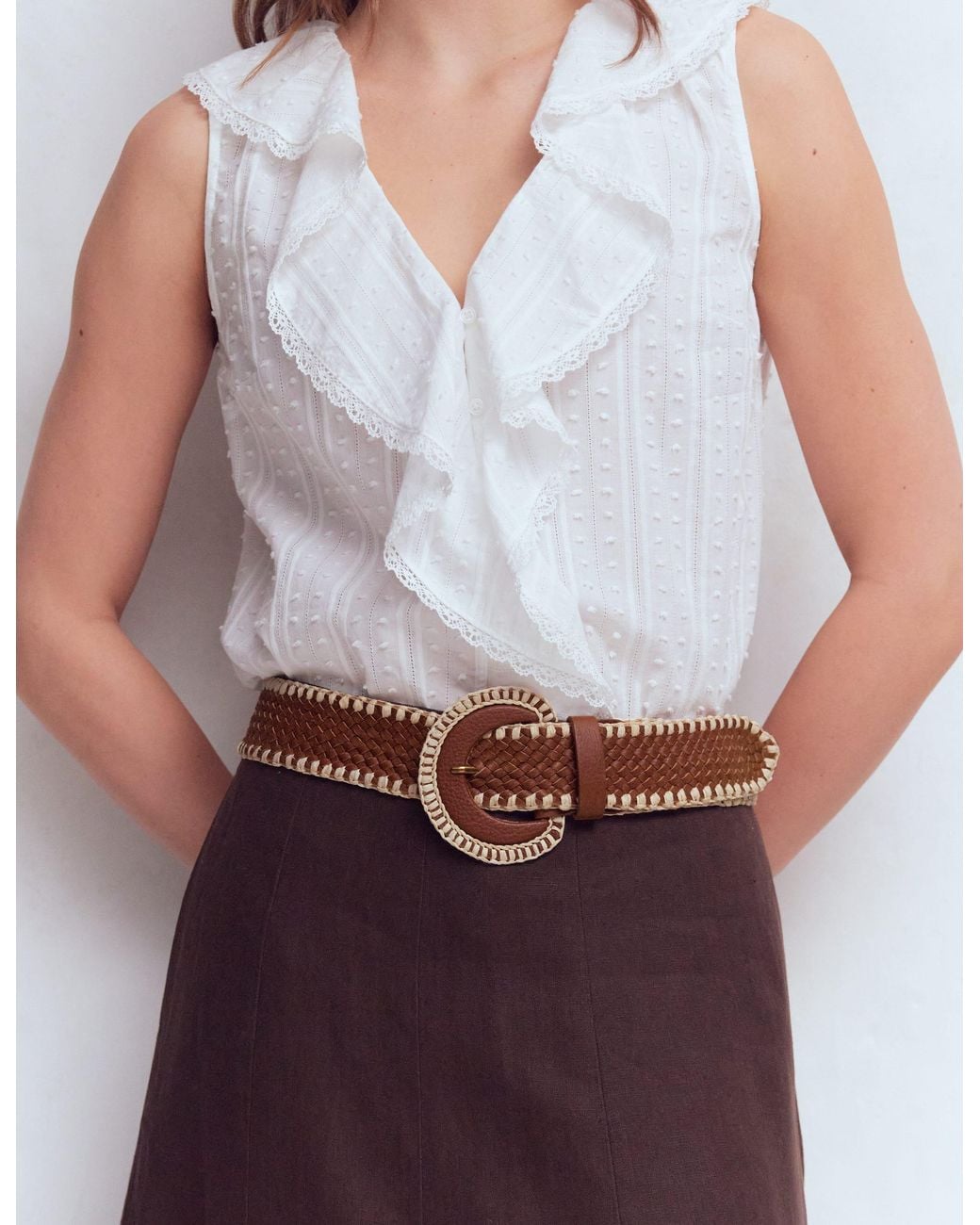 Boden Brown Woven Stitch Belt