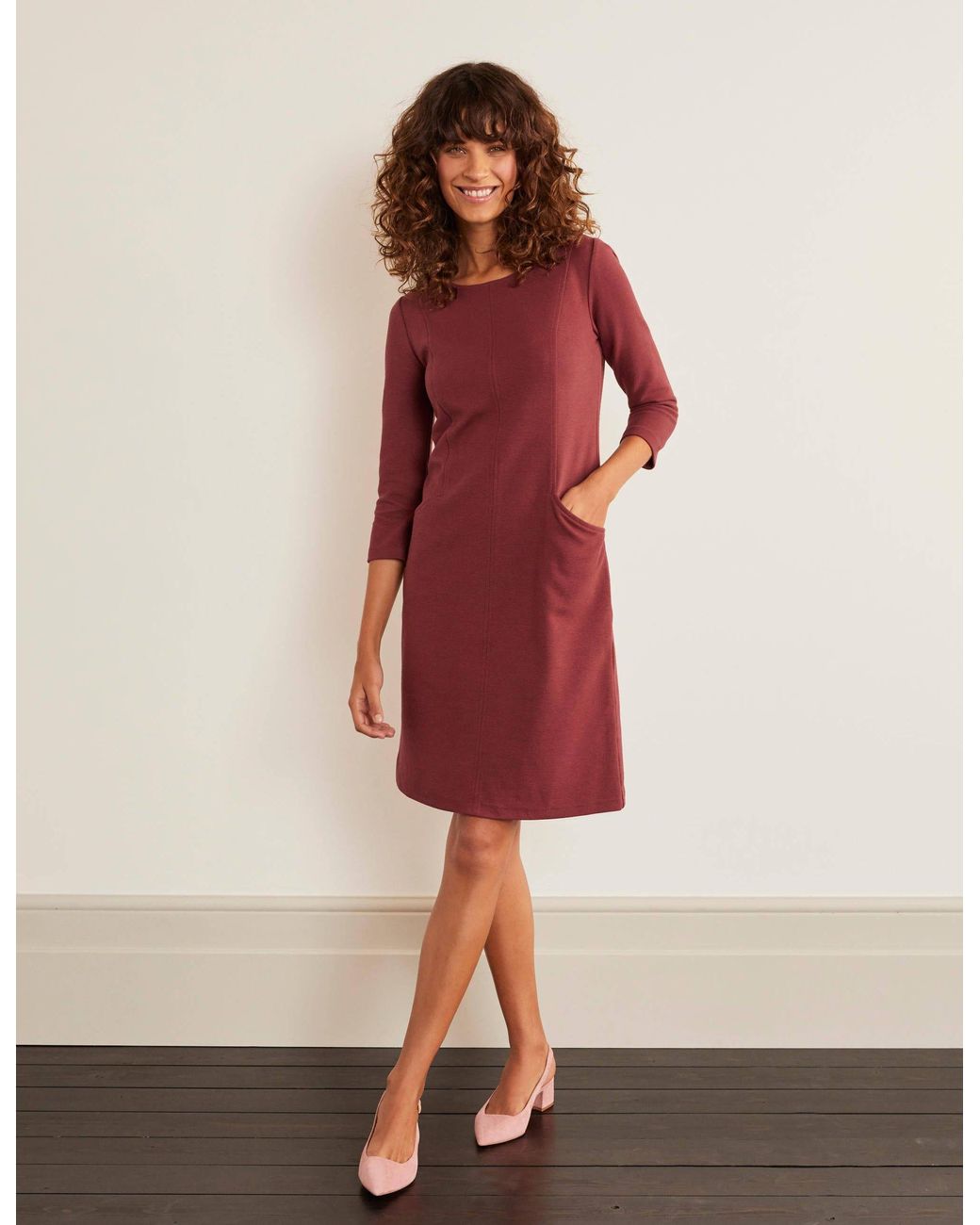 Boden Ellen Ottoman Kleid DBR in Braun Lyst DE