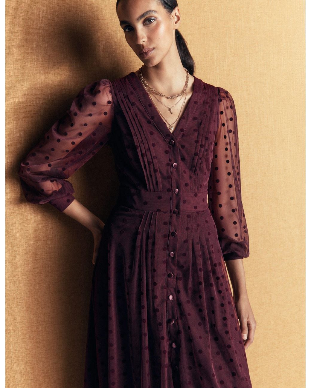 Boden Purple Pleated Tulle Midi Dress