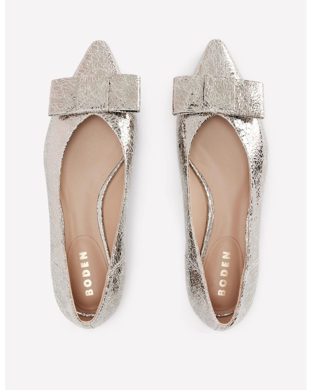 Boden White Nigella Bow Pointed Flats