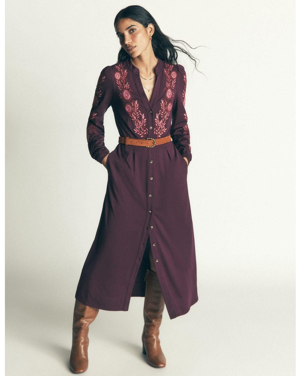 Boden Purple Juliet Jersey Midi Dress