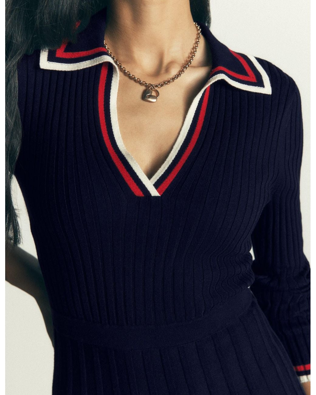 Boden Blue Ribbed Henley Knitted Dress