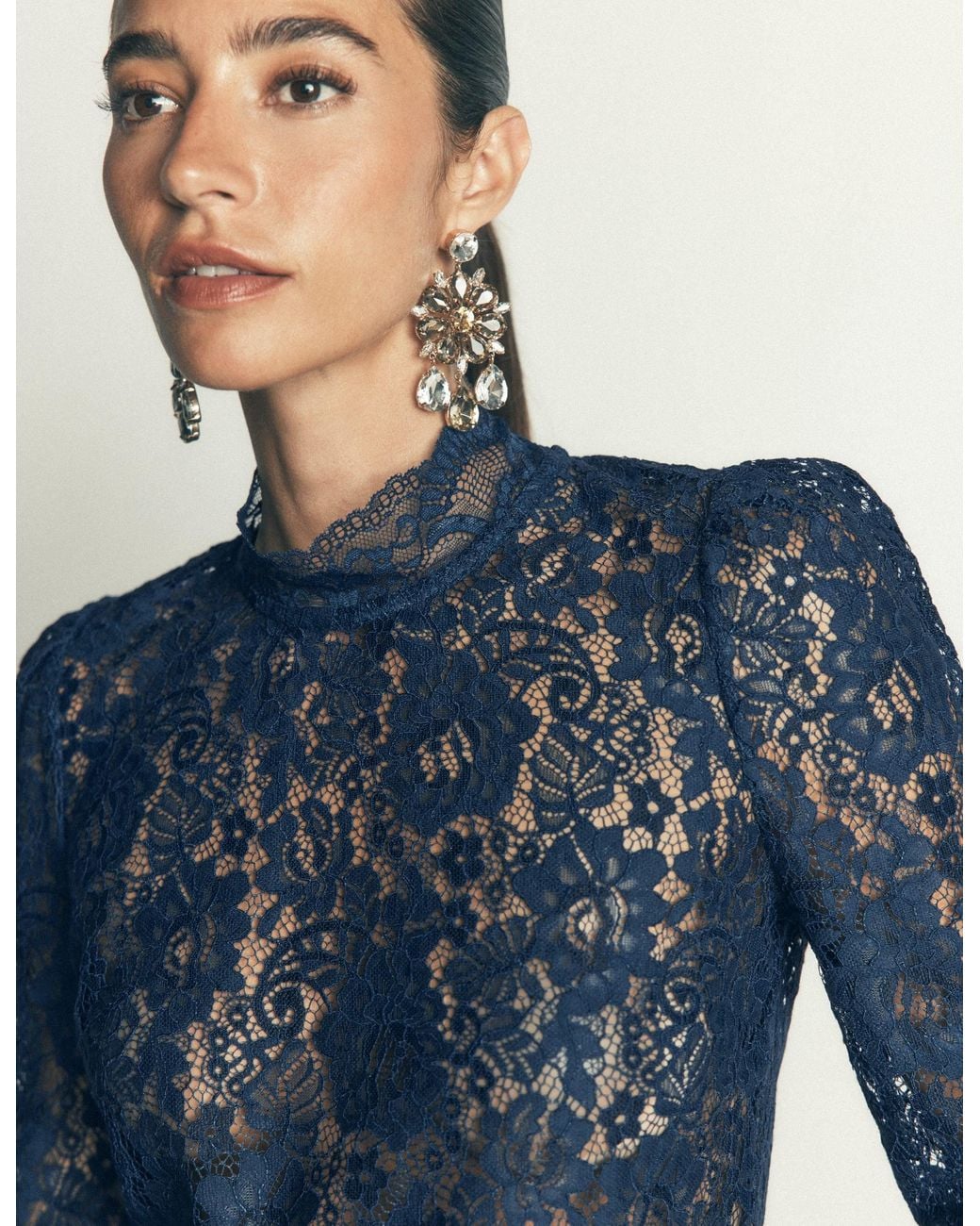 Boden Blue Lace Detail Top