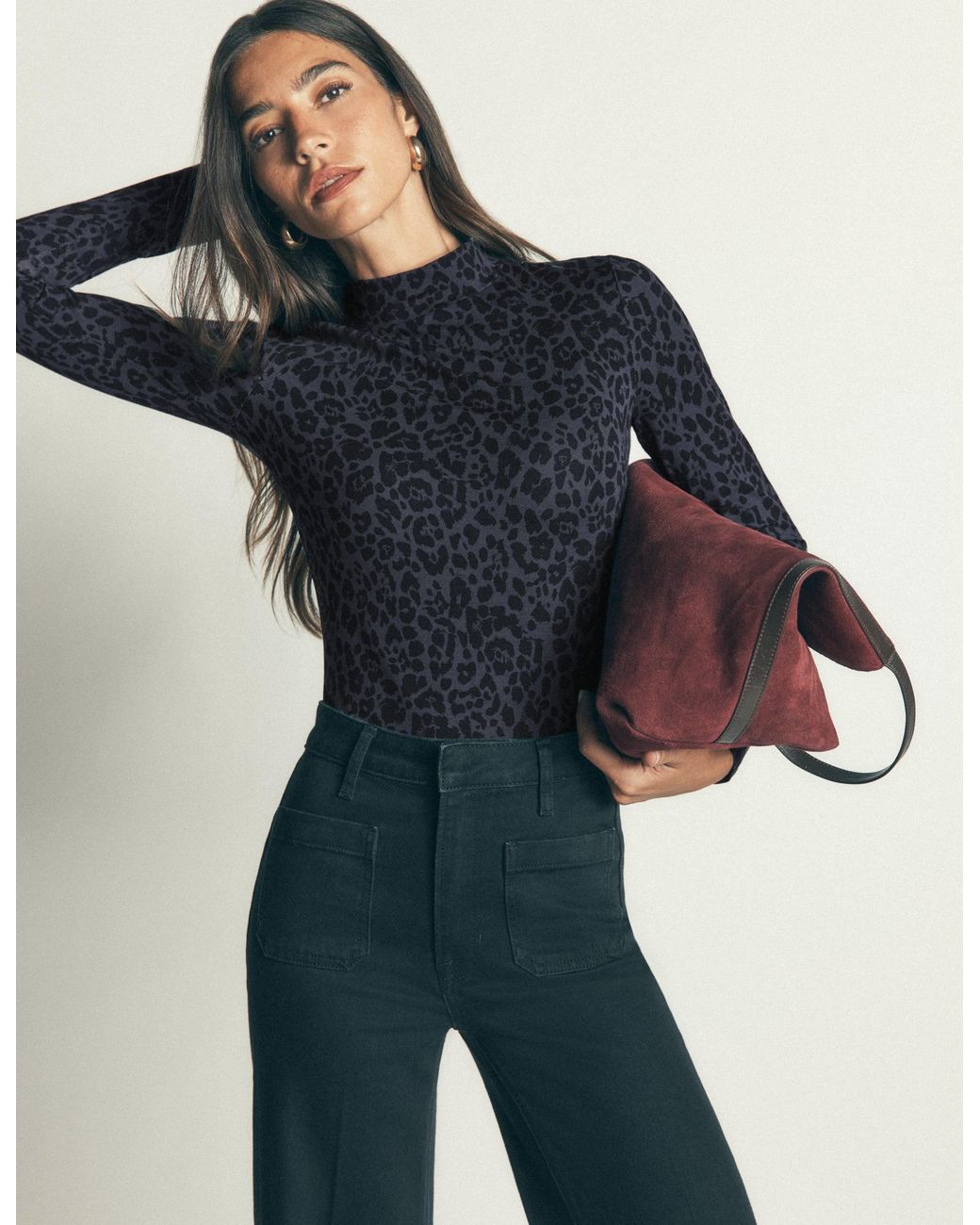 Boden Blue High Neck Jersey Top