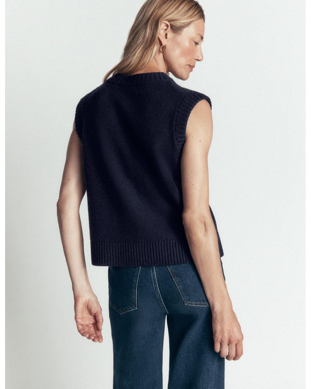Boden Blue Marta Merino Wool Waistcoat