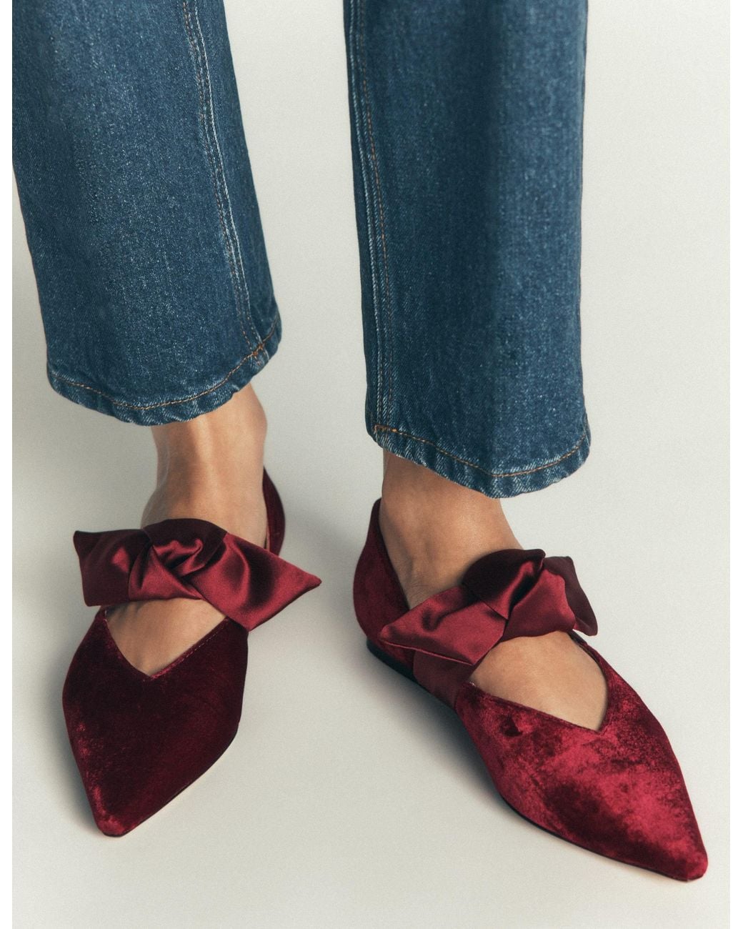 Boden Red Bow Two Part Flats