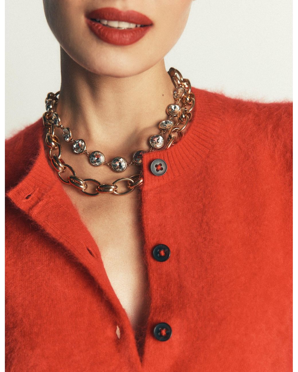 Boden Metallic Metal Jewel Chunky Necklace