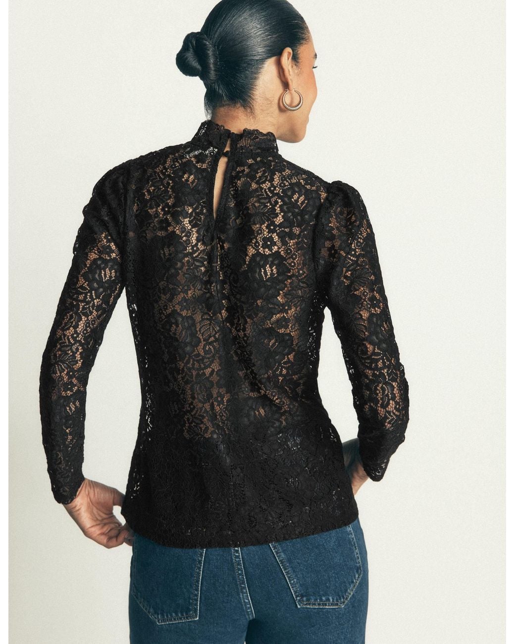 Boden Blue Lace Detail Top