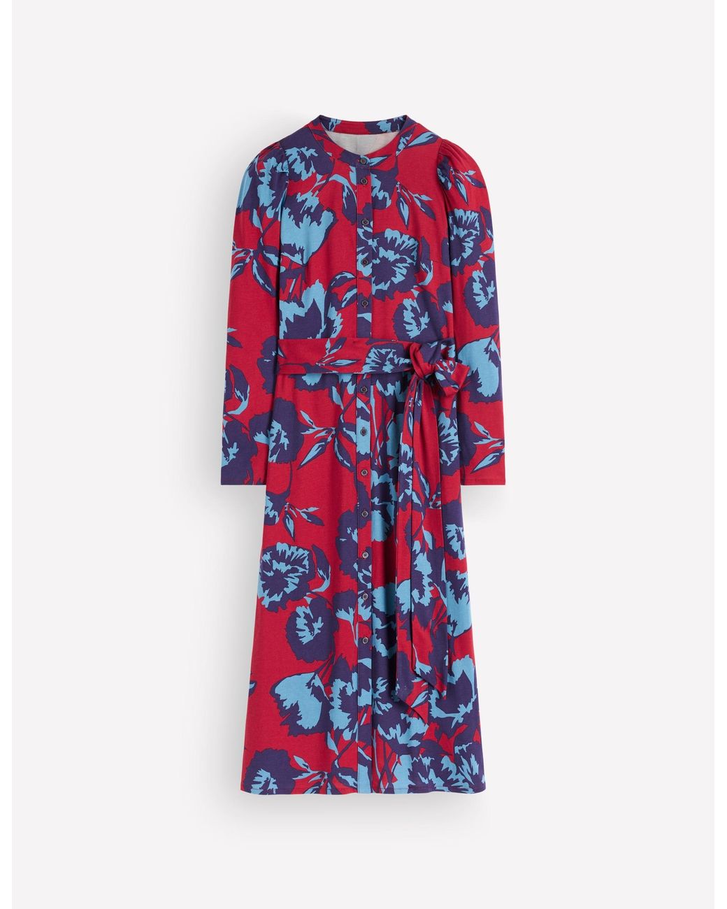 Boden Red Honor Column Jersey Midi Dress