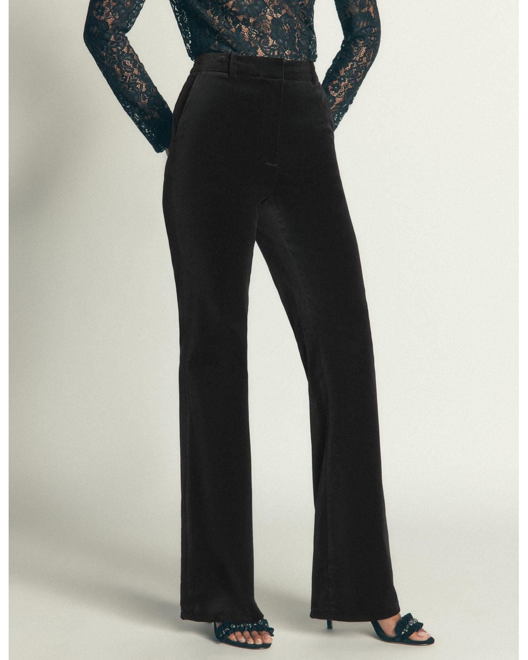 Boden Blue Flare Velvet Trousers