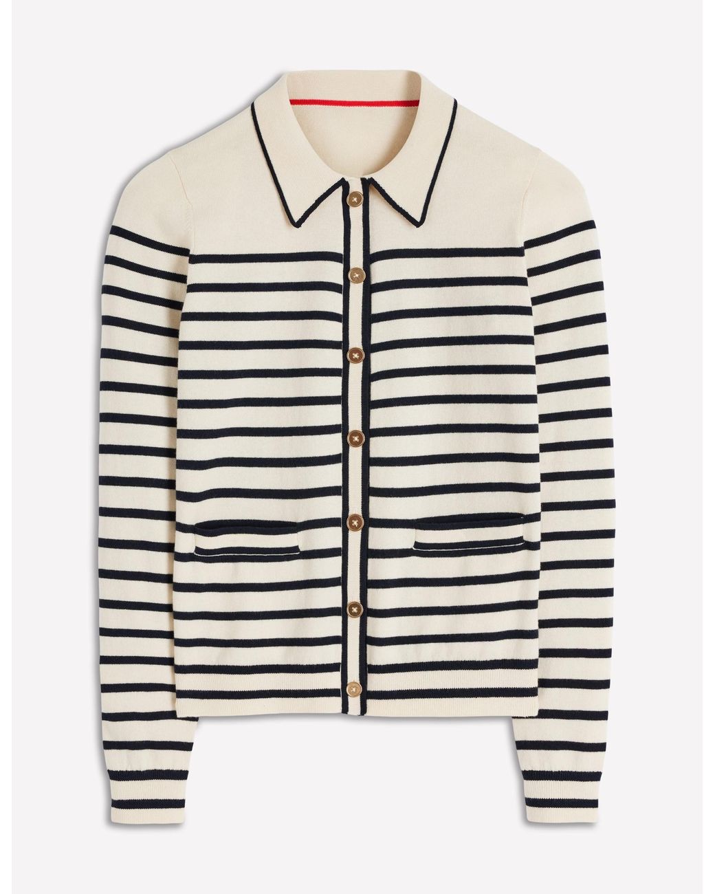 Boden White Liz Knitted Collared Cardigan