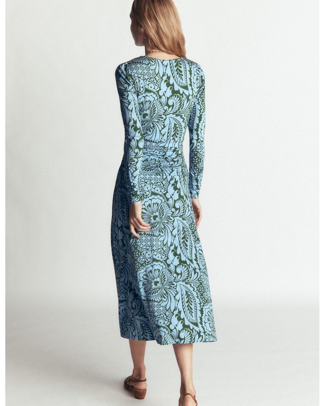 Boden Blue Mya Ruched Jersey Midi Dress