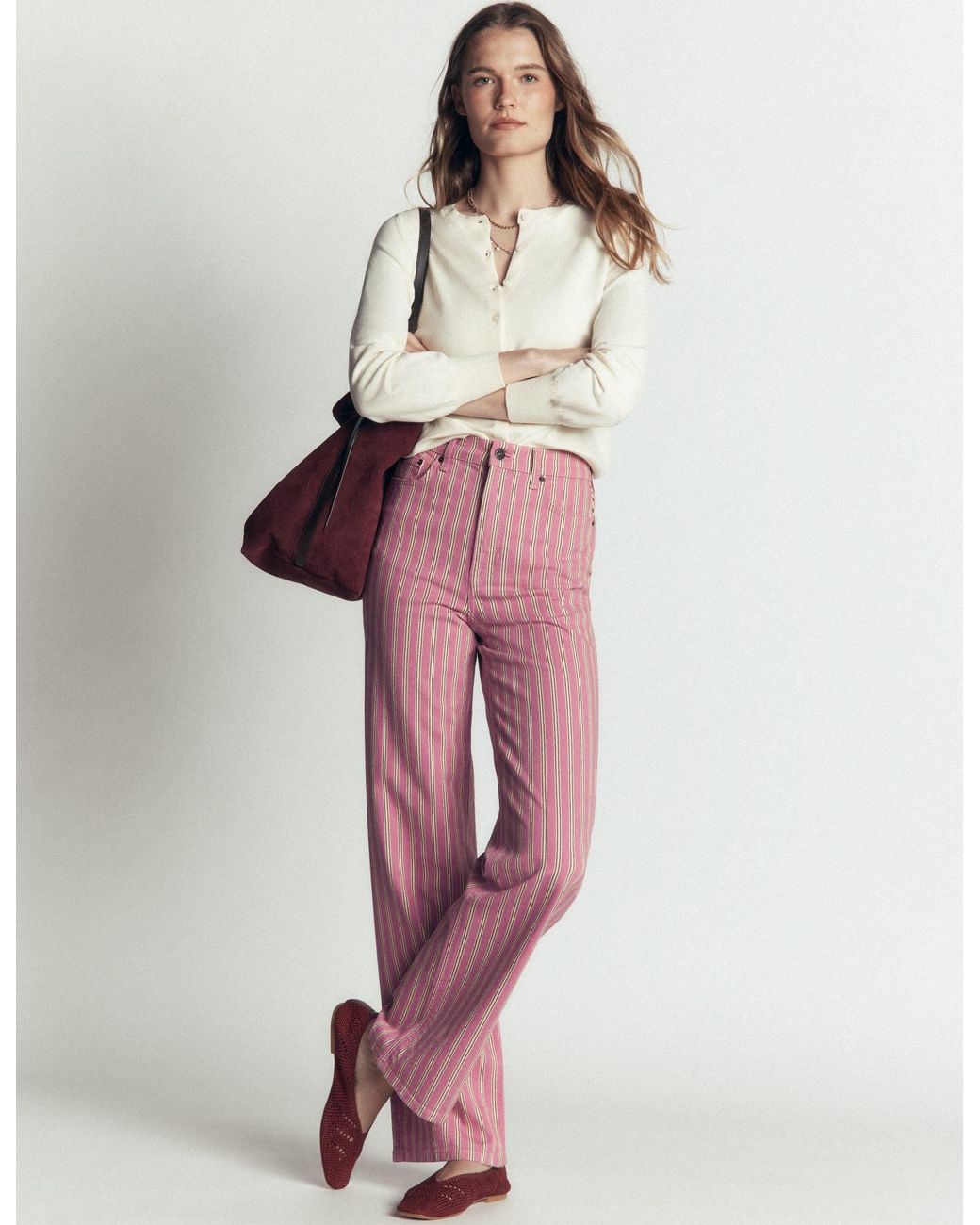 Boden Pink High Rise Column Leg Jeans