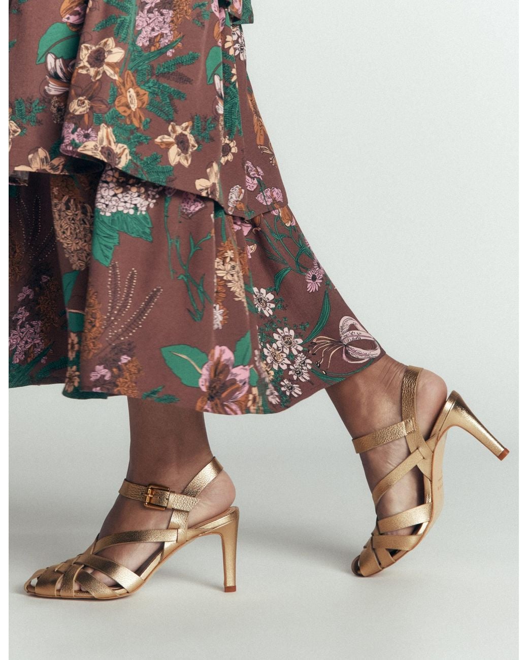 Boden Natural Slotted Strap Heeled Sandals