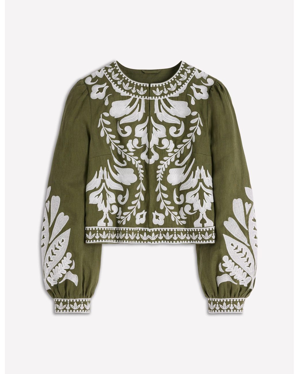 Boden Black Embroidered Linen Jacket