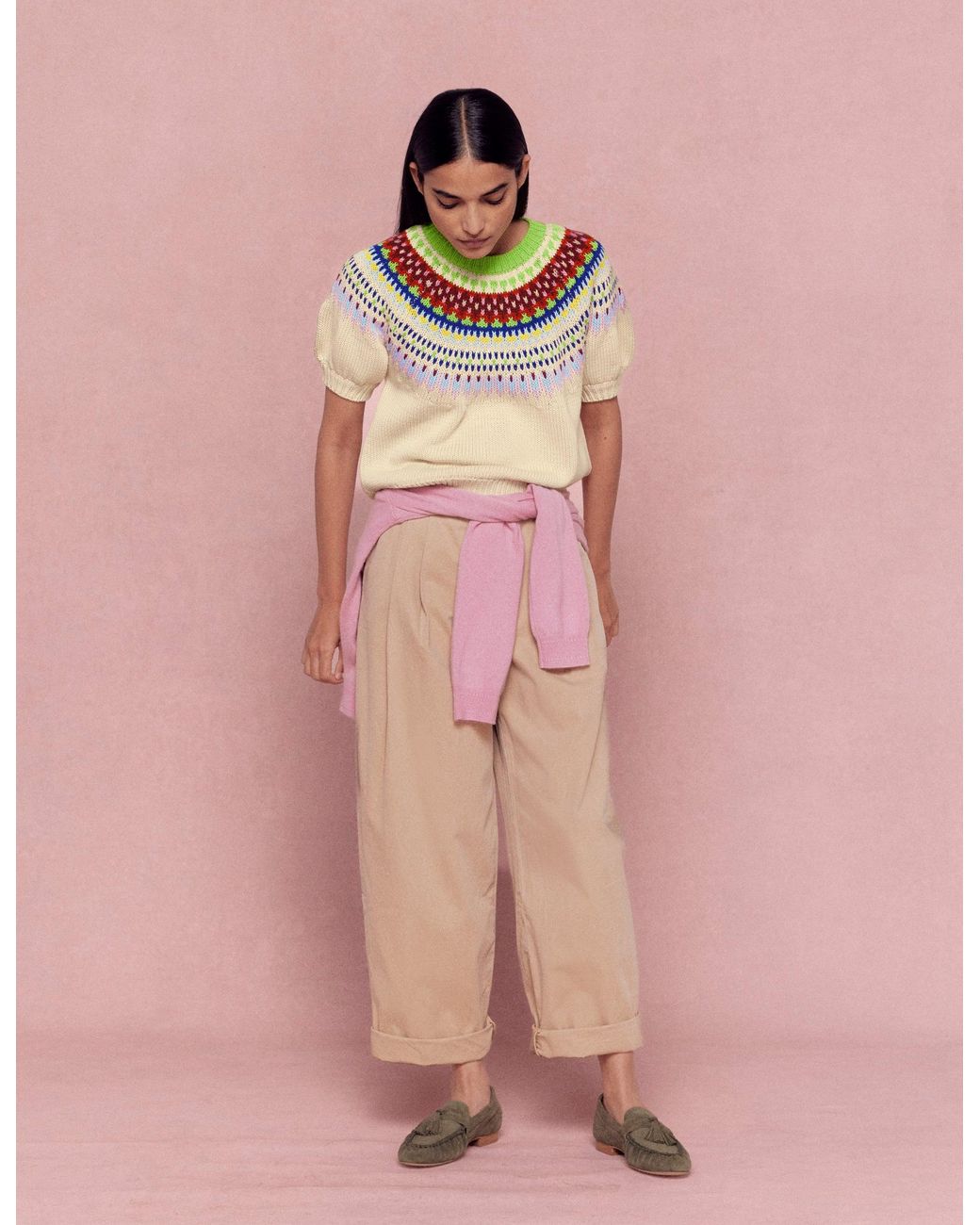 Boden Blue Pleat Barrel Leg Trousers