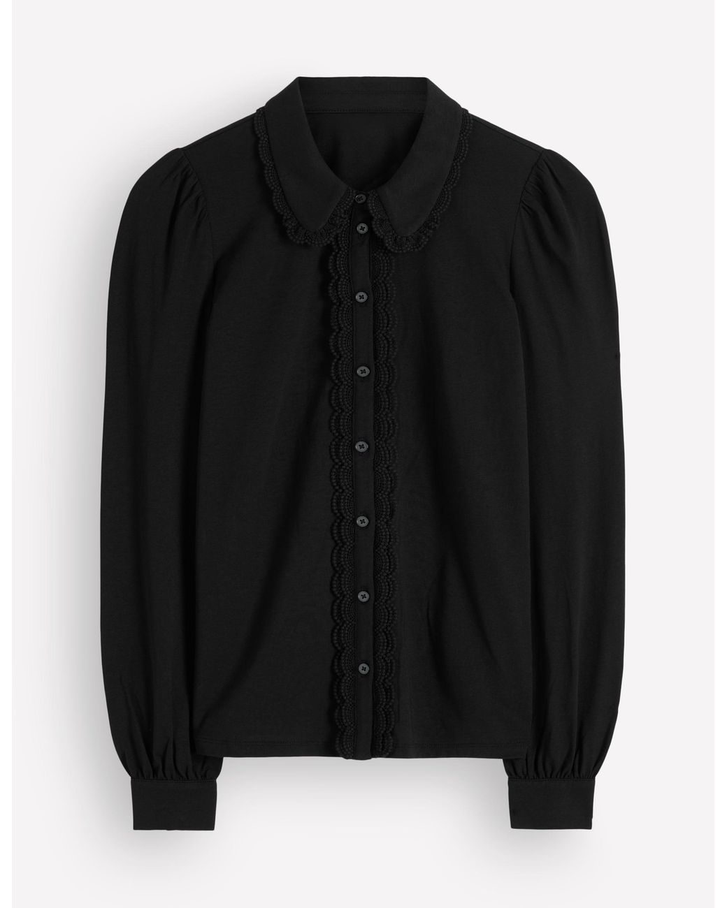 Boden Black Lace Frill Blouse