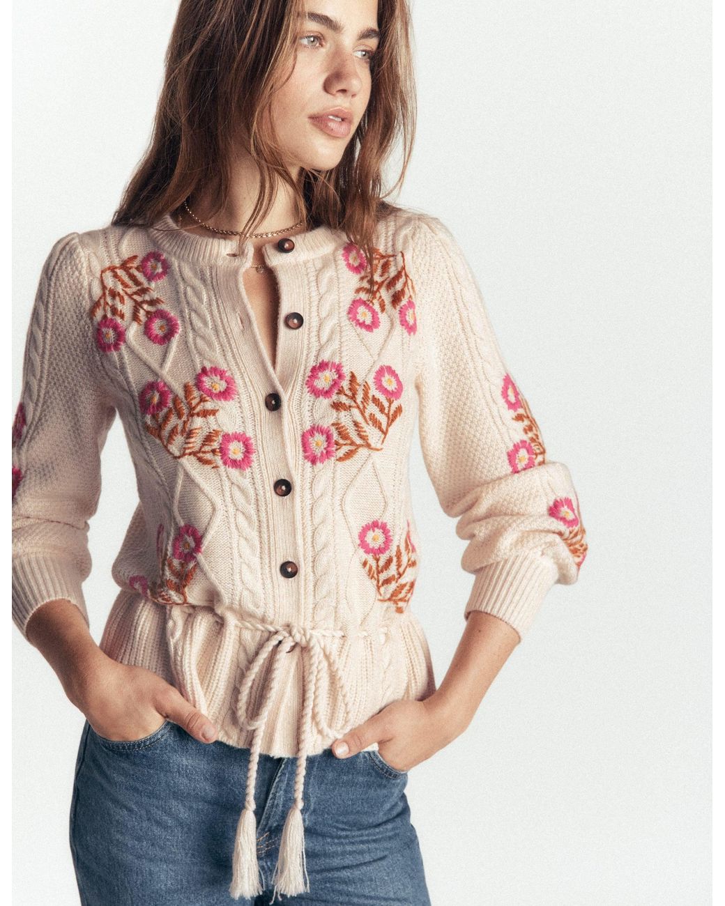 Boden Brown Cable Knitted Cardigan