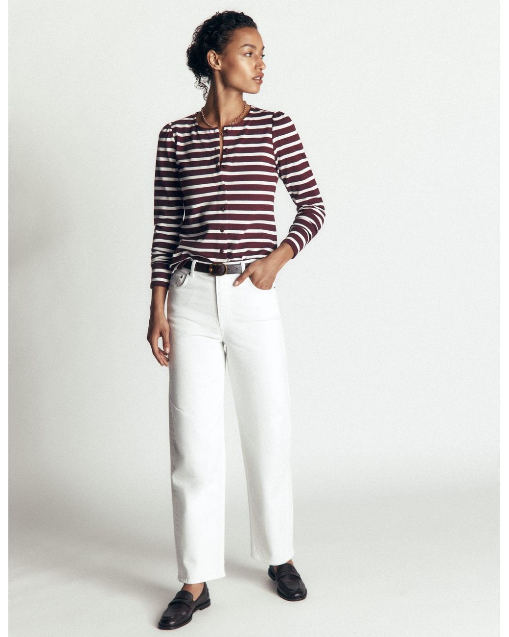 Boden Brown Iris Puff Sleeve Mariner