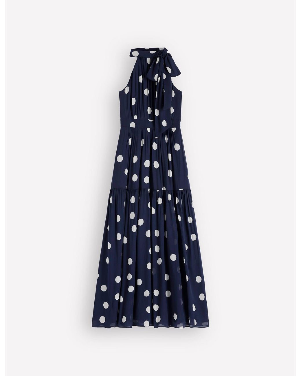 Boden Blue Roisin Tie Neck Maxi Dress